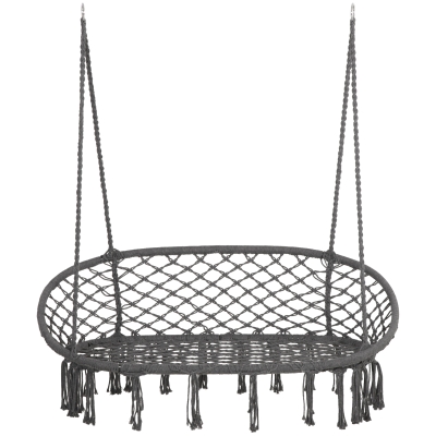 Outsunny Hängesessel für 2 Personen, Boho-Stil, Grau, 130 x 70 x 35 cm