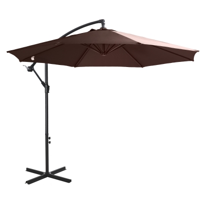 Parasol przeciwsłoneczny odpinany parasol na wysięgniku parasol na korbkę z korbką ręczną kawowy