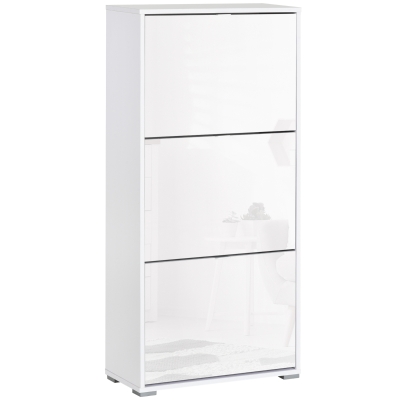 HOMCOM Armario de Zapatos Moderno Zapatero para Pasillo Entrada con 6 Estantes de Almacenaje Espacio de Exihibición Puerta Inclinada Capacidad de 18 Pares 60x26x124 cm Blanco