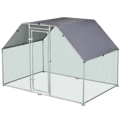 PawHut Gallinero de Exterior 280x193,5x195 cm Jaula con Cerradura para Aves de Corral de Metal Galvanizado y Cubierta Oxford