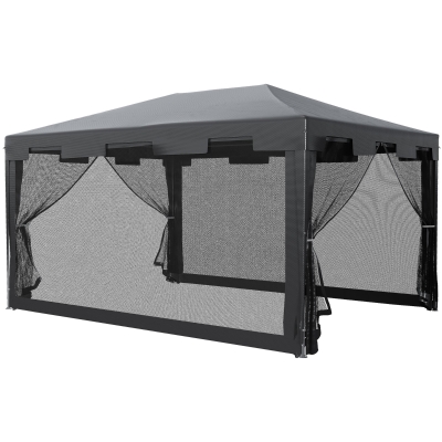 Outsunny Gartenpavillon Pavillon 395 cm x 295 cm x 255 cm Wetterbeständig Weiß+Grau+Schwarz