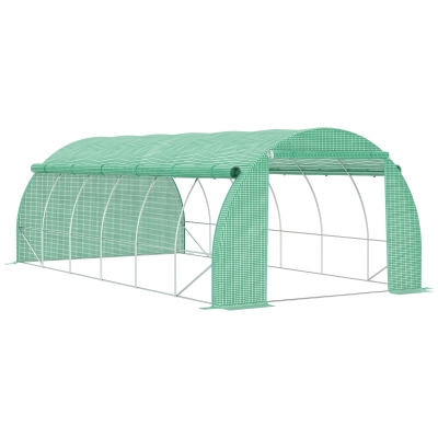 Outsunny Foliengewächshaus 6 x 3 x 2 m aufrollbar Grün