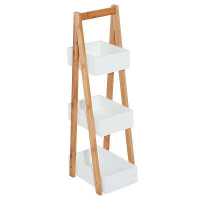 HOMCOM Badregal Treppenregal Leiterregal Badzimmer Lagerregal Regal 3 Ebenen Weiß L21 x B30 x H81 cm