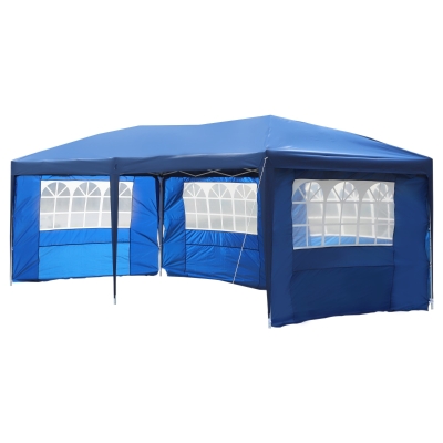 Outsunny 3x6m Pavillon Faltpavillon Faltzelt Partyzelt Gartenzelt inkl.4 Seitenteile Blau