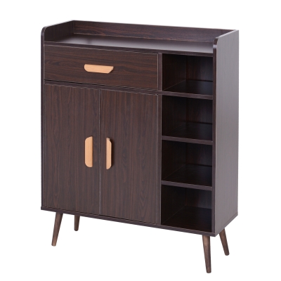 HOMCOM Hallway Side Cabinet Storage Unit Pine Wood, 80L x 29.5W x 96Hcm-Walnut