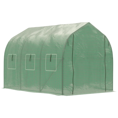 Outsunny Foliengewächshaus begehbares Polytunnel 3 x 2 m Gewächshaus Treibhaus Frostschutz Stahlrohr Dunkelgrün
