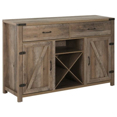 HOMCOM MDF Rustic Design Cabinet w/ Wine Storage Brown