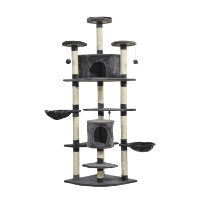 PawHut Katzenbaum Ecke Kratzbaum Spielbaum Katzenkratzbaum Katzen Kletterbaum 200 cm