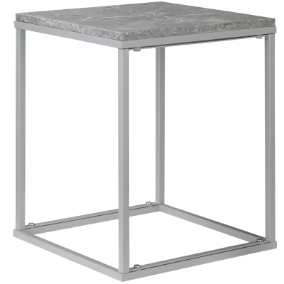 Outsunny Terrassentisch in geometrischem Design, Metall, Grau, 40 x 40 x 50 cm