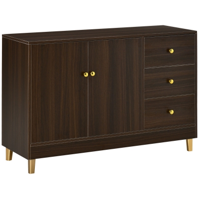HOMCOM Credenza Moderna 3 Cassetti e Ripiano Interno Regolabile in MDF, 120x42.5x80cm, Marrone