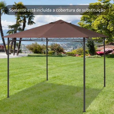Outsunny Toldo de substituição de 3 x 3 m para barraca de jardim gazebo ao ar livre com 8 orifícios de drenagem e ventilação marrom