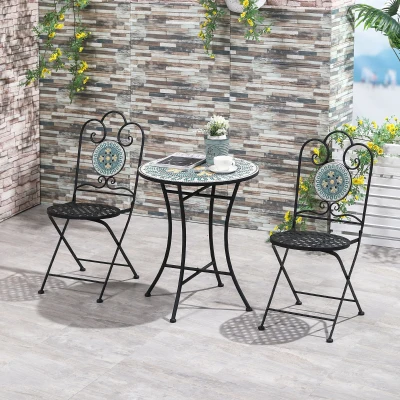Set de Gradina cu Mozaic de 3 Piese, din Metal, Verde