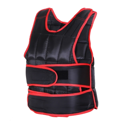 HOMCOM Gilet lesté réglable veste lestée 20 Kg max. poids amovibles entrainement musculation exercice boxe oxford noir rouge