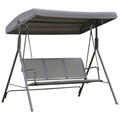 Outsunny Dondolo 3 Posti con Baldacchino in Acciaio e Tessuto Poliestere, Grigio, 178x111x155cm
