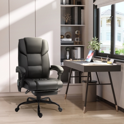 Vinsetto Six-Point PU Leather Electric Massage Chair, with Remote – Black