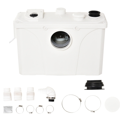 Homcom Broyeur Sanitaire WC 600 W en Plastique Blanc 51 x 21 x 31 cm