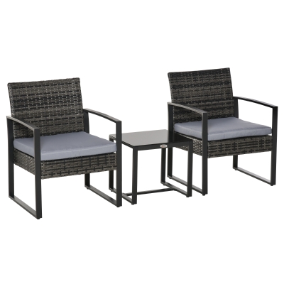 Polyrattan Sitzgruppe 3 tlg. Garnitur 63 cm x 57 cm x 76 cm