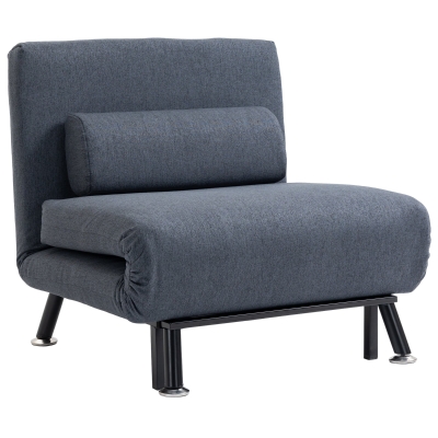 HOMCOM Single Sofa Bed Sleeper Foldable Portable Pillow Lounge Couch Living Room Furniture - Dark Grey