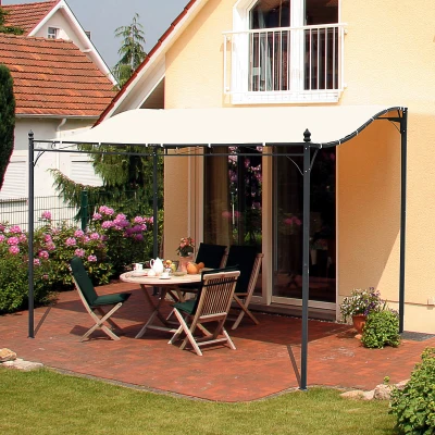 Outsunny Wall Mounted Garden Porch 3x3m Black/Cream White