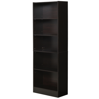 HOMCOM Librería Estantería de 5 Niveles para Libros con 3 Baldas Ajustables Antivuelco Almacenaje para Salón Oficina Estudio 63x29,5x176 cm Wengué oscuro