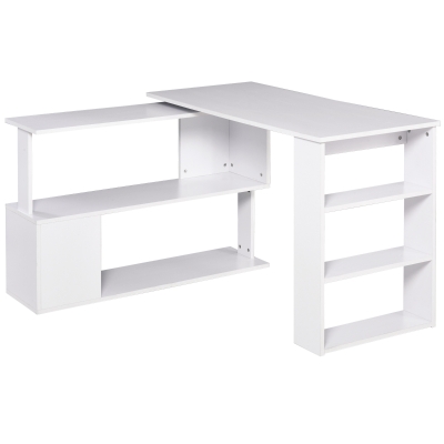 HOMCOM Eckschreibtisch Winkelschreibtisch Computertisch Bürotisch Regal L-Form 120 x 110 x 74,5 cm, I-Form 190 x 50 x 74,5 cm