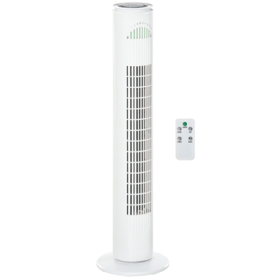Ventilateur colonne tour oscillant 45 W avec télécommande blanc