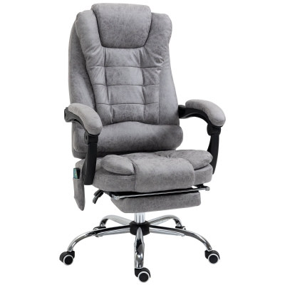 Vinsetto Heated 6 Points Vibration Massage Executive Office Chair Adjustable Swivel Ergonomic High Back Desk Chair Recliner with Footrest Light Grey