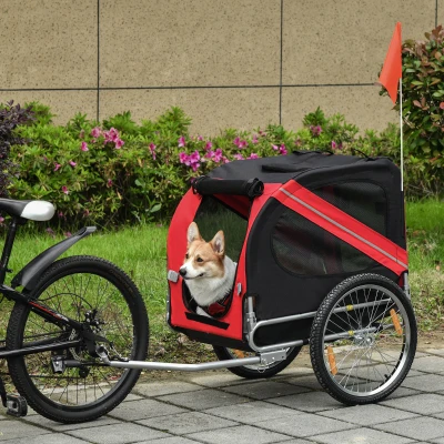 Pawhut Bicycle Pet Trailer Steel Frame Red/Black