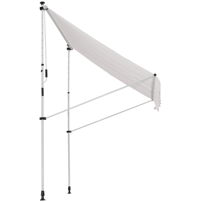 Outsunny Toldo Manual Balcón Patio 2x1.5m Toldo Portátil Plegable de Aluminio con Manivela Altura Ajustable para Jardín Terraza Exterior Color Blanco