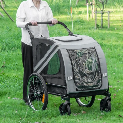 PawHut 2-In-1 Pet Bike Trailer Stroller Grey