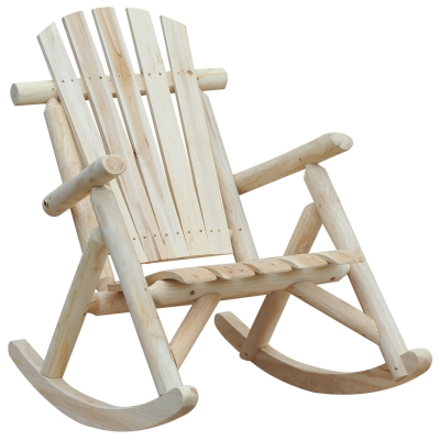 Outsunny Cedar Wood Ergonomic Rocking Chair Porch Rocker Garden Traditional - Burlywood