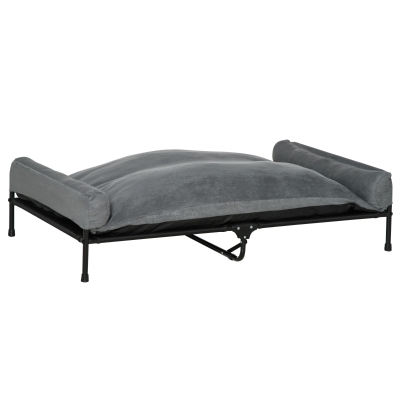 PawHut Cama Elevada para Perros y Gatos Cama Cesta para Mascotas Medianas y Grandes con Cojín Desmontable Lavable y Tela de Malla Transpirable 120x80x30 cm Gris