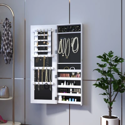 Dulap bijuterii cu oglinda, 37x9.5x121 cm, neagra