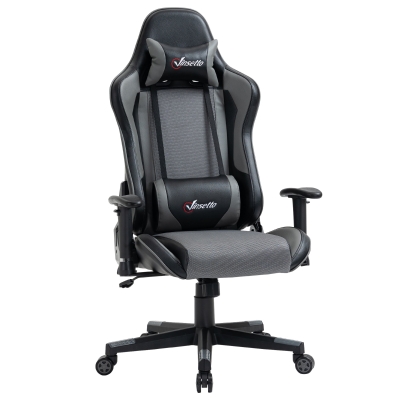 Vinsetto Racing Gaming Office Chair Swivel Recliner w/ Headrest Lumbar Support, Grey