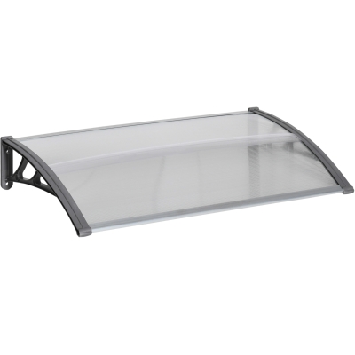 Outsunny Tejadillo de Protección 110x60 cm Marquesina Exterior para Puertas y Ventanas contra Sol y Lluvia con Soporte Aleación de Aluminio Policarbonato Transparente