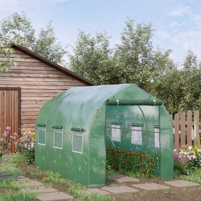 Outsunny Walk in Polytunnel Greenhouse with Windows and Door for Garden, Backyard (3 x 2M)