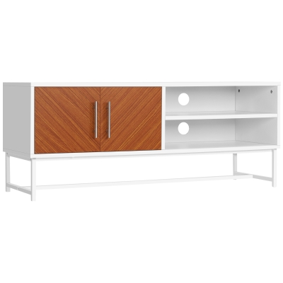 HOMCOM TV Stand with Open Shelves and Storage Cupboard with Door, Entertainment Center with Cable Holes for TVs up to 50 inches, for Living Room Bedroom