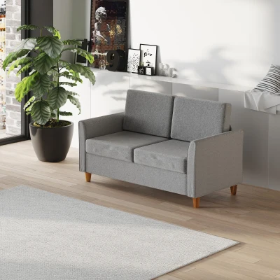 Canapea Doua Locuri si Schelet din Lemn 141x70x78cm Gri