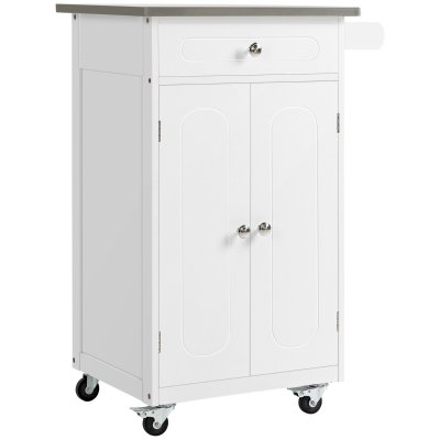 Desserte de cuisine multi-rangement MDF acier inox.