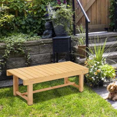 Outsunny Banca de Exterior Impermeabila 2 Locuri din Lemn de Brad 110x38x35cm