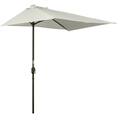 Outsunny Chapéu de Sol Semicircular de Jardim Chapéu de Sol a manivela Resistente à Água e Anti UV para Pátio Terraço 230x130x245cm Bege