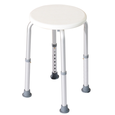 HOMCOM Scaun de Duș pentru Vârstnici cu Înălțime Reglabilă pe 8 Poziții și Picioare Antiderapante, 34.2x34.2x34.8-52.3 cm, Alb