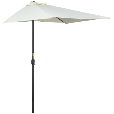 Outsunny Sombrilla Semicircular 230x130x245 cm Parasol para Pared de Jardín con Manivela y Mástil de Metal de Ø38 mm Terraza Balcón Beige