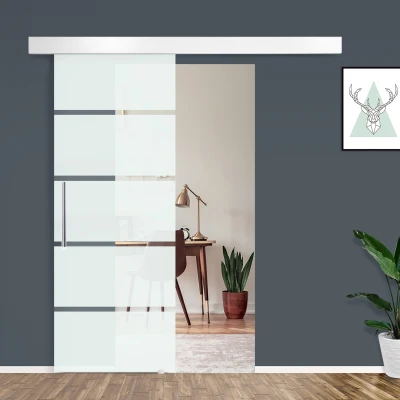 Usa glisanta din sticla cu sina din aluminiu, 75x210cm