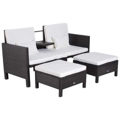 Patio Rattan Ottoman Furniture Set