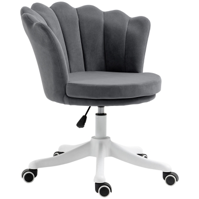 Vinsetto Fauteuil chaise de bureau à roulettes hauteur réglable pivotante 360° - forme coquillage - aspect velours gris