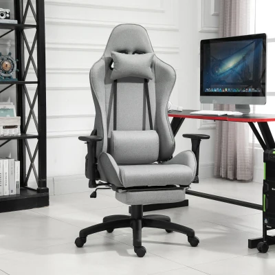 Vinsetto Racing Office Chair Recliner w/footrest Grey