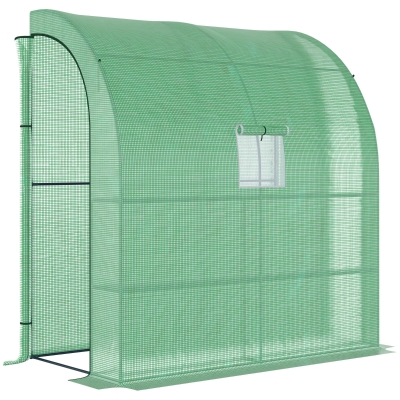 Outsunny 200L x 100W x 215Hcm Outdoor Walk-In Lean to Wall Tunnel Greenhouse with Door