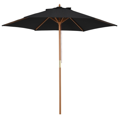 Outsunny 2.5m Wood Garden Parasol Sun Shade Patio Outdoor Wooden Umbrella Canopy Teak