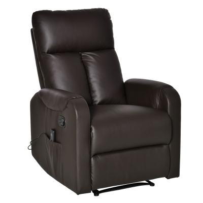 HOMCOM® Massagesessel mit Wärmefunktion | Metall, Eco-Leder, Schaumstoff | 96 x 76,5 x 106,5 cm | Kaffeebraun